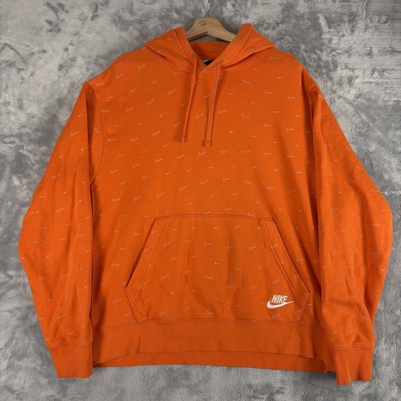 Nike Other - Nike Hoodie Sweatshirt Mens XL Orange Nike Swoosh All Over Print DC2767-837
